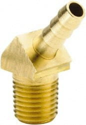 Parker Hannifin 1/4 NPTF Thread Hose Barb x Male NPT 45° Elbow 1/4" ID Hose, Brass 139HB-4-4 - 01045863