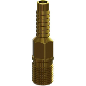 Campbell Fittings 1/2" Pipe ID, Threaded Combination Nipple for Hoses Brass HAB-2 - 48468805
