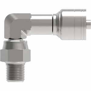 Eaton Hydraulic Hose Fittings & Couplings, Type: Male Pipe Swivel 90 Elbow, Hose Diameter: 1/2 (Inch), Hose Size: -8, Thread Size: 1/2-14, Thread Type: NPTF, Material: Carbon Steel 08Z-M08-BG - 19152388