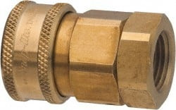 Parker Hannifin 1-1/4 Thread Brass Hydraulic Hose Valved Coupler 350 psi, 120 GPM BVHC20-20F - 00469643