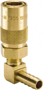 Parker Hannifin Nonthreaded Brass Hydraulic Hose Hose Barb Coupler & 90° Fitting 200 psi, 12 GPM, 1/2" Hose Diam, Series Moldmate PC514 - 60964988