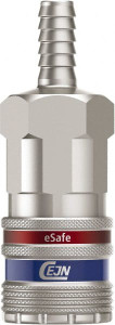 CEJN Hose Barb Industrial Pneumatic Hose Safety Coupler Steel/Brass, 3/8" Body Diam, 3/8" Hose ID 10 430 2004 - 46072674