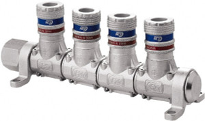 CEJN 1/2" Inlet, 1/4" Outlet Manifold 7" Long x 2.28" Wide x 2.7" High, 0.245" Mount Hole, 212°F Max, 230 Max PSI, 1 Inlet Port, 4 Outlet Ports 19-902-9154-NPT - 31057987