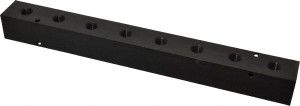 Made in USA 3/8" Inlet, 1/4" Outlet Manifold 12-1/4" Long x 1-1/4" Wide x 1-1/4" High, 0.2" Mount Hole, 2 Inlet Ports, 8 Outlet Ports PCM20-250-08BW - 06429880