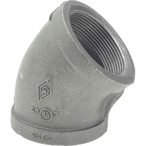 B&K Mueller Size 2", Class 150, Malleable Iron Black Pipe 45° Elbow 150 psi, Threaded End Connection 520-208HN - 62148762