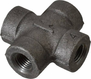 Made in USA Size 1/4", Class 300, Malleable Iron Black Pipe Cross 300 psi, Threaded End Connection B.B300CR - 36997211