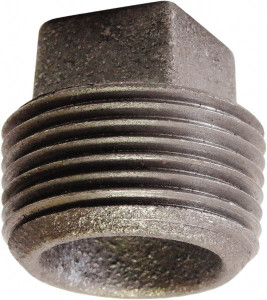 Made in USA Size 2-1/2", Class 125, Cast Iron Black Pipe Square Plug 175 psi, FPT End Connection 0318902608 - 33846718