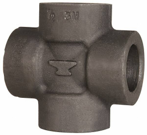 Made in USA Size 3/4", Class 3,000, Forged Carbon Steel Black Pipe Cross 3,000 psi, Socket Weld End Connection 0362037608 - 77321362