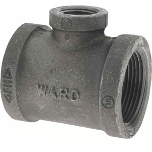 Value Collection Size 1-1/4 x 1-1/4 x 1/2", Class 150, Malleable Iron Black Pipe Reducing Tee 150 psi, Threaded End Connection B130R 32X15 - 36988095