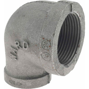 Value Collection Size 1-1/4 x 3/4", Class 150, Malleable Iron Black Pipe Reducing Elbow 150 psi, Threaded End Connection B90R 32X20 - 36988707