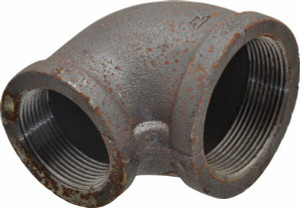 Value Collection Size 2 x 1-1/2", Class 150, Malleable Iron Black Pipe Reducing Elbow 150 psi, Threaded End Connection B90R 50X40 - 36988749
