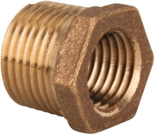 Legend Valve 1" Bronze Pipe Hex Bushing MNPT x FNPT Ends, 125 psi, Uncoated, Class 125 310-482NL - 78743556