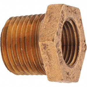 Merit Brass 1/2 x 3/8" Brass Pipe Hex Bushing MNPT x FNPT Ends, Class 125 X114-0806 - 02203735