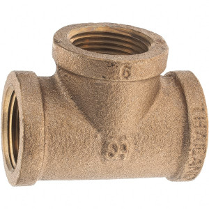 Merit Brass 3/4" Brass Pipe Tee FNPT x FNPT x FNPT Ends, Class 125 X106-12 - 02202190