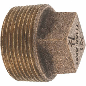 Merit Brass 1-1/4" Brass Pipe Square Head Plug MNPT Ends, Class 125 X117-20 - 02203131