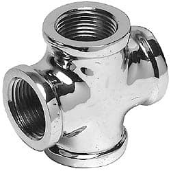 Merit Brass 1/4" Red Brass/Chrome Pipe Cross All FNPT Ends, Class 125 C110-04 - 02208353