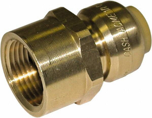 SharkBite 1/2 x 1/2" Brass Pipe Adapter Push-to-Connect x FNPT Ends, 200 psi, Brass Finish, Class Rigid U072LF - 33278953