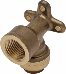 SharkBite 1/2 x 12" Brass Pipe 90° Drop Ear Elbow Push-to-Connect x FNPT Ends, 200 psi, Brass Finish, Class Rigid U334LF - 33279209