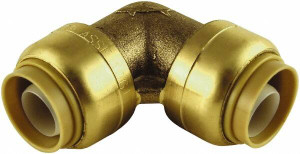SharkBite 3/4 x 3/4" Brass Pipe 90° Elbow Push-to-Connect x Push-to-Connect Ends, 200 psi, Brass Finish, Class Rigid U256LF - 33279142