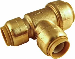 SharkBite 3/4 x 1/2 x 1/2" Brass Pipe Reducing Tee Push-to-Connect x Push-to-Connect Ends, 200 psi, Brass Finish, Class Rigid U454LF - 33279167