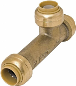 SharkBite 3/4" Brass Pipe Tee Push-to-Connect x Push-to-Connect Ends, 200 psi, Brass Finish, Class Rigid U3370LF - 33279274