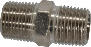 Value Collection 1/2" Brass Pipe Hex Nipple MNPT Ends, 1,000 psi, Nickel Plated Finish PC122NB-8 - 74027087