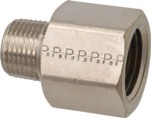 Value Collection 1/2 x 3/8" Brass Pipe Adapter FNPT x MNPT Ends, 125 psi, Nickel Plated Finish PC120NB-86 - 74027004
