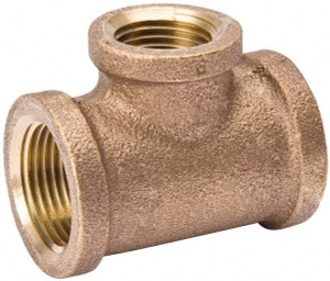 Value Collection 1 x 3/4" Red Brass Pipe Tee MPT Ends, 125 psi, Red Brass Finish, Class 125 453-054NL - 45883220