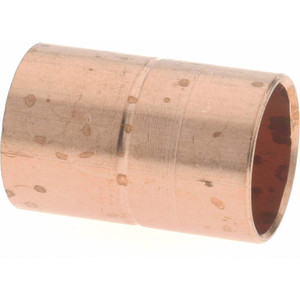 Mueller Industries 3/8" Wrot Copper Pipe Coupling with Rolled Stop C x C, Solder Joint W 01017 - 36889624
