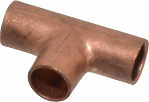 Mueller Industries 1/8" Wrot Copper Pipe Tee C x C x C, Solder Joint W 40306 - 36891349