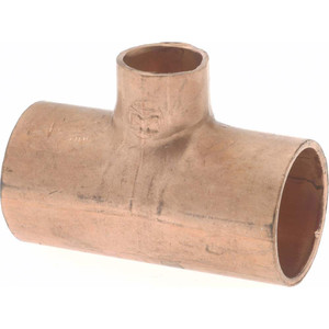 Mueller Industries 1/2 x 1/2 x 1/4" Wrot Copper Pipe Tee C x C x C, Solder Joint W 04008 - 36891521