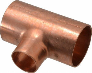 Mueller Industries 2 x 2 x 1-1/4" Wrot Copper Pipe Tee C x C x C, Solder Joint W 40104 - 36891695