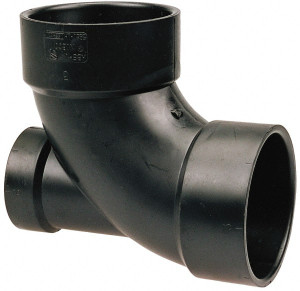 NIBCO 4 x 4 x 2", ABS Drain, Waste & Vent Pipe 90 Elbow with Low Heel Inlet Hub x Hub x Hub I446150 - 63277743