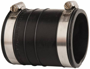 Fernco 2" PVC Flexible Pipe Coupling with Clamp 4" Long, Socket x Socket, Stainless Steel Clamp 1060-22 - 82978933