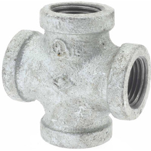 B&K Mueller 1/2" Galvanized Malleable Iron Pipe Cross Threaded Ends, 300 Liquid & Gas psi, 150 Steam psi 511-003HN - 62147566