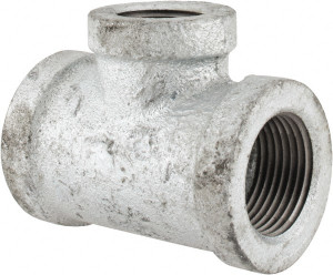 Made in USA 3/4 x 3/4 x 1/2" Galvanized Malleable Iron Pipe Reducing Tee Threaded Ends, 300 Liquid & Gas psi, 150 Steam psi EXD.NMT - 36988178