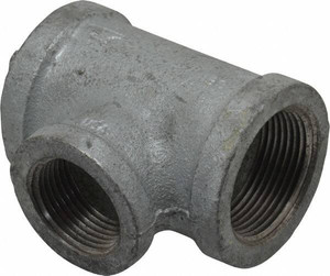Made in USA 1-1/4 x 1-1/4 x 1" Galvanized Malleable Iron Pipe Reducing Tee Threaded Ends, 300 Liquid & Gas psi, 150 Steam psi 1BX1.NMT - 36988301