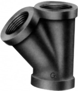 Made in USA 3" Galvanized Malleable Iron Pipe 45° Lateral Y-Branch Threaded Ends, 300 Liquid & Gas psi, 300 Steam psi 3.NM45Y - 74025842