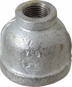 Value Collection 1 x 3/8" Galvanized Malleable Iron Pipe Reducing Coupling Threaded Ends, 300 Liquid & Gas psi, 300 Steam psi G240 25X10 - 74026311