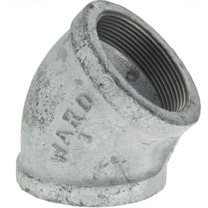 Value Collection 3" Galvanized Malleable Iron Pipe 45° Elbow Threaded Ends, 300 Liquid & Gas psi, 150 Steam psi G120 80 - 36989143