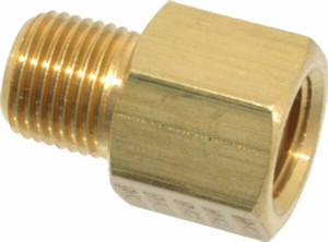 Eaton 1/8 Male 1/8 Female MNPTF x FNPTF 9/16" Hex Industrial Pipe Adapter 1,200 psi, Brass, 7/8" OAL 3200X2 - 09723495
