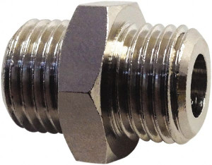 Legris 1/4 Male MBSPP Industrial Pipe Hex Nipple 870 psi, Nickel Plated Brass 0901 00 13 - 65401762