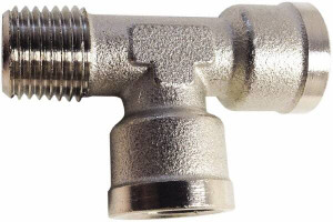 Legris 3/8 Male 3/8 Female MBSPT x FBSPP Industrial Pipe Street Tee 870 psi, Nickel Plated Brass 0917 00 17 - 65401879