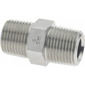 Parker Hannifin 3/8 Male MNPTF 3/4" Industrial Pipe Hex Nipple 6,000 psi, Zinc Plated Steel, 1-7/16" OAL 3/8 FF-S - 09107103