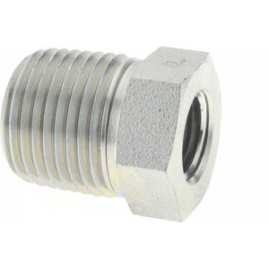 Parker Hannifin 1/2 Male 1/4 Female MNPTF x FNPTF 7/8" Industrial Pipe Hex Bushing 6,000 psi, Zinc Plated Steel, 1-1/8" OAL 1/2 X 1/4 PTR-S - 09107822
