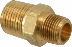 Parker Hannifin 1/2 x 3/8 Male MNPTF Industrial Pipe Hex Nipple 1,000 psi, Brass, 1.62" OAL 216P-8-6 - 83295436