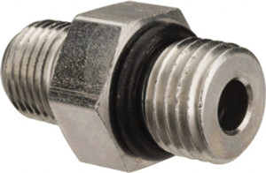 Parker Hannifin 7/16-20 x 1/8 Male Male Straight Thread O-Ring x Male NPTF 9/16" Hex Industrial Pipe Adapter 6,000 psi, Zinc Plated Steel 4-1/8 F5OF-S - 72519168