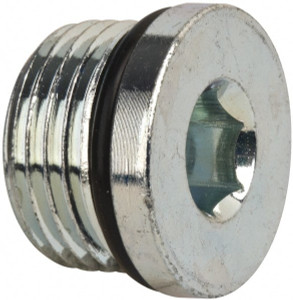 Parker Hannifin 7/8-14 Male Male Straight Thread O-Ring 3/8" Industrial Pipe Hex Socket Plug 6,000 psi, Zinc Plated Steel, 5/8" OAL 10 HP5ON-S - 72518186