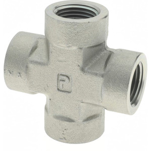 Parker Hannifin 1/2 Female FNPTF Industrial Pipe Female Cross 3,000 psi, Zinc Plated Steel 1/2 KMMOO-S - 09132069