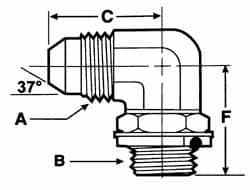 VOSS 3/4-16 x M22x1.5 Male MJIC x Male Metric Industrial Pipe 90° Elbow Adapter Zinc Plated Carbon Steel JM 0822-90 - 84433226